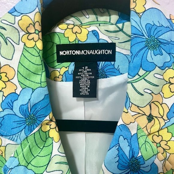Norton McNaughton linen blend Floral Blazer 12 - Picture 2 of 7